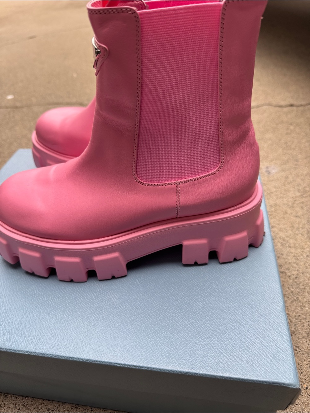 PRADA copy Pink Platform Chelsea Boots - Picture 2 of 5